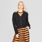 Women's Long Sleeve V-neck Wide Placket Cardigan - Who What Wear Black