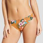 Vanilla Beach Women's Floral Print Scallop Hipster Bikini Bottom - Caramel Floral