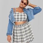 Women's Plus Size Plaid Strappy Cropped Top - Wild Fable Black