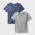 Kids' 2pk Adaptive Short Sleeve T-shirt - Cat & Jack Charcoal Gray/navy