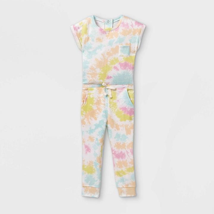 Grayson Mini Toddler Girls' Tie-dye Short Sleeve Jumpsuit