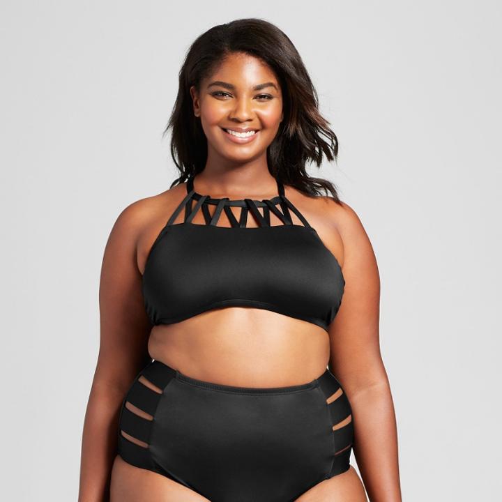 Clean Water Women's Strappy Halter Bikini Swim Top - Black