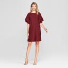 Women's Ruffle Sleeve Clipspot Swing Dress - Spenser Jeremy - Burgundy