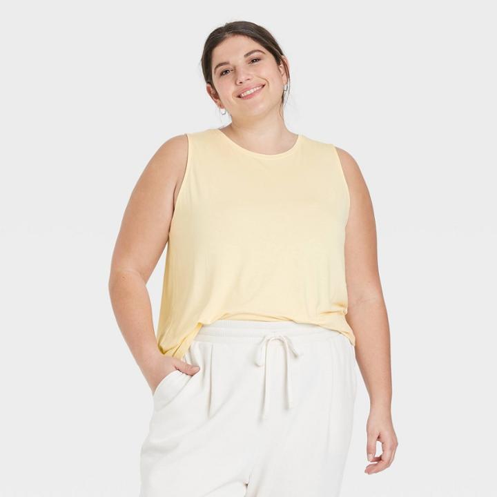 Women's Plus Size Tank Top - A New Day Light Yellow