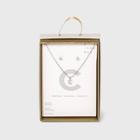 Silver Plated Cubic Zirconia Pave Initial Pendant Necklace And Earring Set - A New Day Initial C