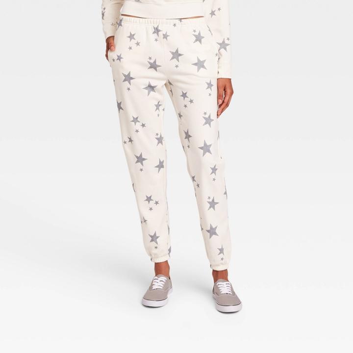 Grayson Threads Women's Star Print Jogger Pants - Cream