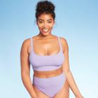 Women's Ribbed Cropped Bikini Top - Xhilaration Lavender L, Women's, Size: