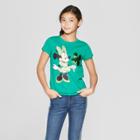 Disney Girls' Minnie Mouse Flip Sequin St. Patrick's Day Short Sleeve T-shirt - Green