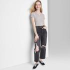 Women's Short Sleeve Notch Front Baby T-shirt - Wild Fable Gray