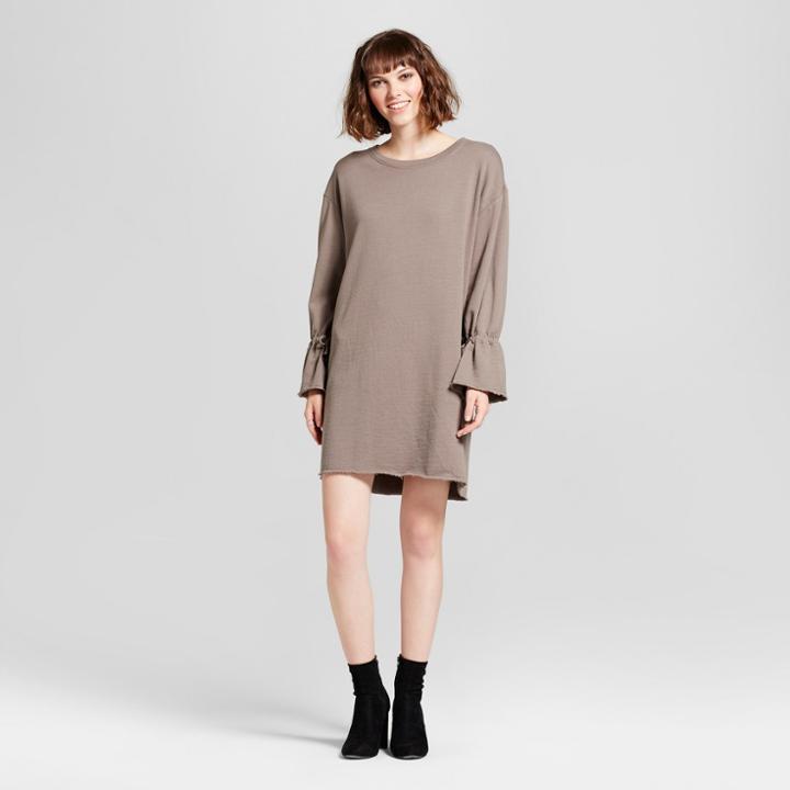 Women's Tie Sleeve Sweater Dress - Nitrogen Brown