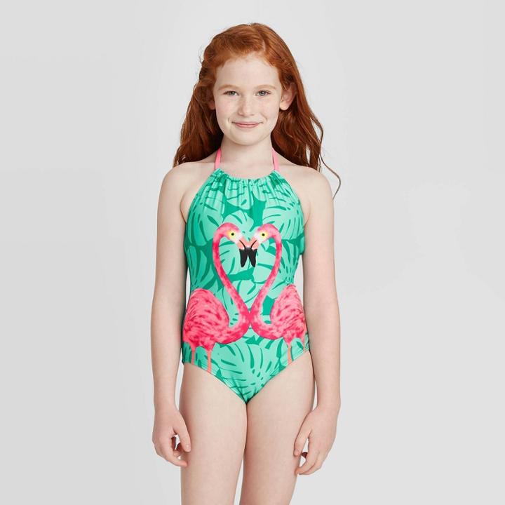 Girls' Flamingo Love One Piece Swimsuit - Cat & Jack Turquoise