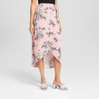 Women's Floral Print Wrap Maxi Skirt - Xhilaration Pink