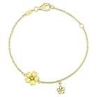 Target Children's Yellow Enamel Flower Charm Bracelet With White Topaz In Yellow Plated Sterling Silver -