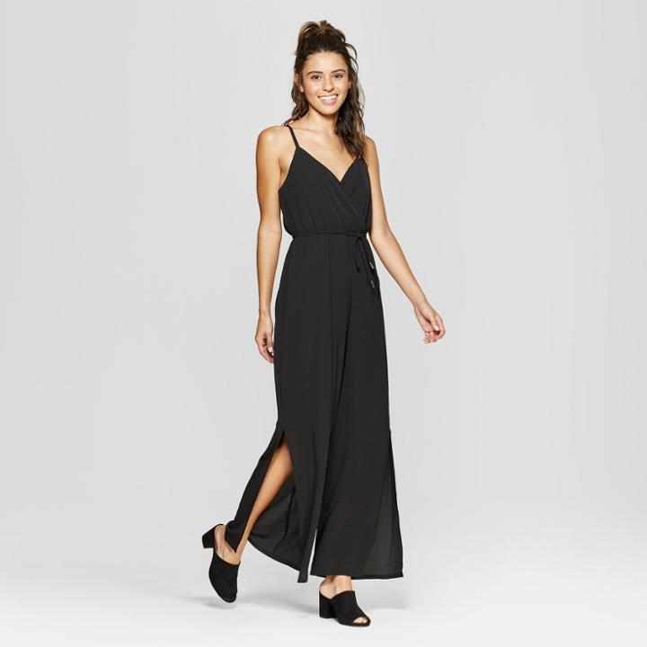 Women's Sleeveless V-neck Jumpsuit - Lily Star (juniors') Black