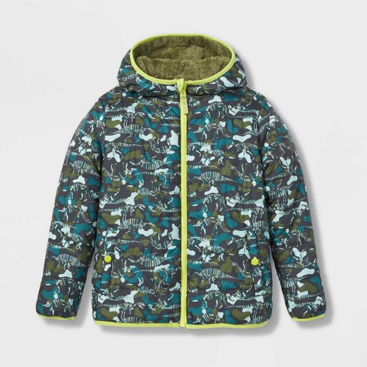 Boys' Reversible Puffer Jacket - Cat & Jack Olive Green