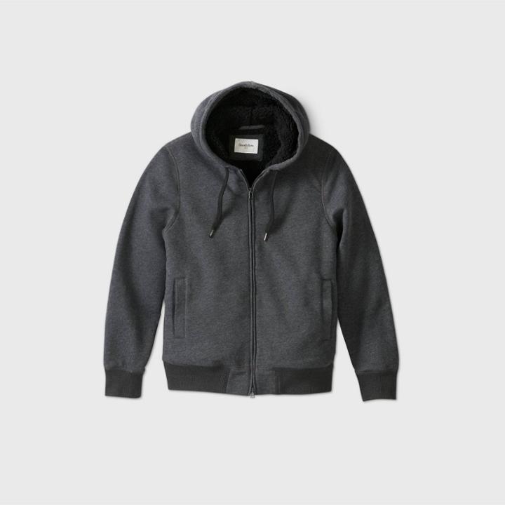 Men's Sherpa Lined Hooded Fleece Jacket - Goodfellow & Co Charcoal Heather