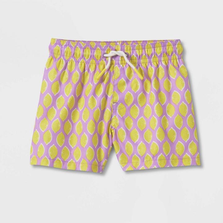 Baby Boys' Fruit Print Swim Shorts - Cat & Jack Lemon Yellow