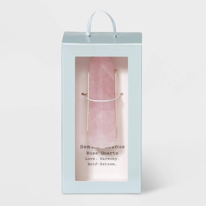 No Brand Semi-precious Flat Bottomed Crystal Point - Rose Pink