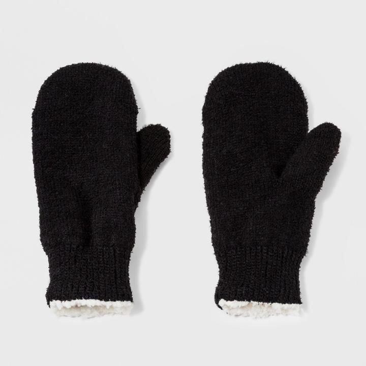 Isotoner Women's Recycled Yarn Fleece Lined Mitten - Black, Gray