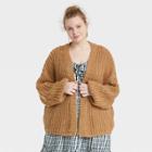 Women's Plus Size Cardigan - Universal Thread Tan Bubble