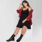 Women's Plus Size Sleeveless Waffle Knit Babydoll Dress - Wild Fable Black