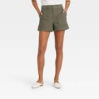 Women's High-rise Utility Shorts - A New Day Olive Green