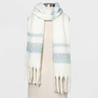 Women's Plaid Brushed Blanket Scarf - A New Day White One Size, Women's