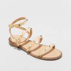 Women's Astrid Wide Width Studded Strappy Sandals - A New Day Tan