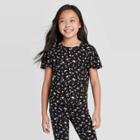 Petitegirls' Short Sleeve Floral Knit T-shirt - Art Class Black