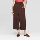 Women's Mid-rise Wide Leg Paperbag Crop Pants - A New Day Brown