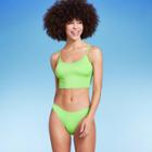 Women's Ribbed Longline Bralette Bikini Top - Wild Fable Green X