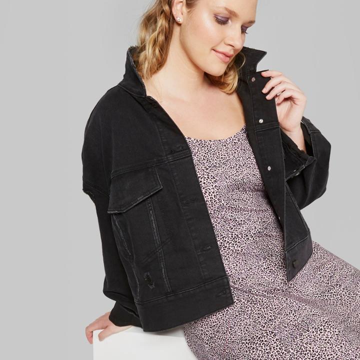 Women's Plus Size Denim Jacket - Wild Fable Black Wash
