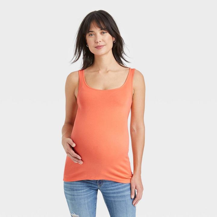Maternity Tank Top - Isabel Maternity By Ingrid & Isabel Coral Orange