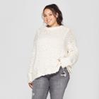 Women's Plus Size Long Sleeve Boucle Pullover Sweater - Universal Thread Cream (ivory)