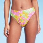Women's High Waist Extra High Leg Cheeky Bikini Bottom - Shade & Shore Multi Floral Print