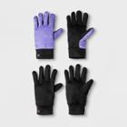 Girls' 2pk Athletic Gloves - C9 Champion Black/purple 8-16, Black Purple