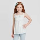 Girls' Shine Tie Front Woven Tank Top - Cat & Jack White