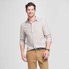 Men's Long Sleeve Cotton Slub Texture Button-down Shirt - Goodfellow & Co Taupe (brown)