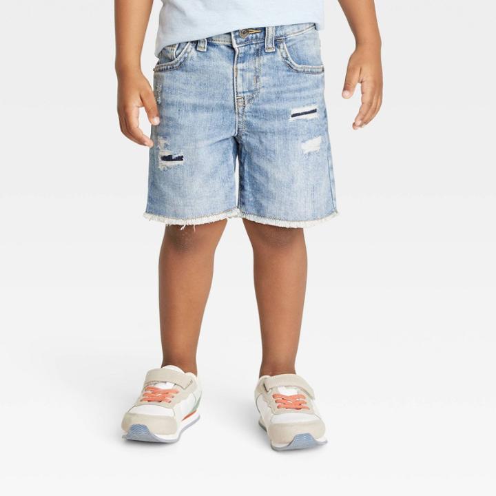 Toddler Boys' Hem Super Stretch Jean Shorts - Cat & Jack Medium Wash