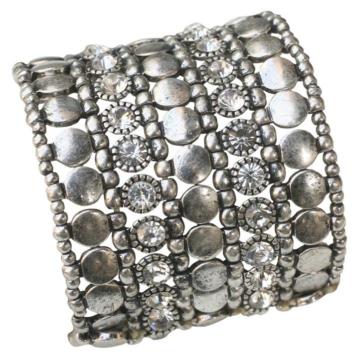 Zirconite Multi-strand Bracelet With Bezel Crystals - White