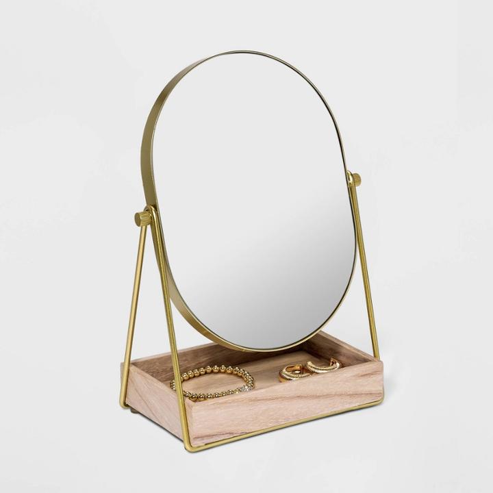 Vanity Mirror With Wood Tray - A New Day