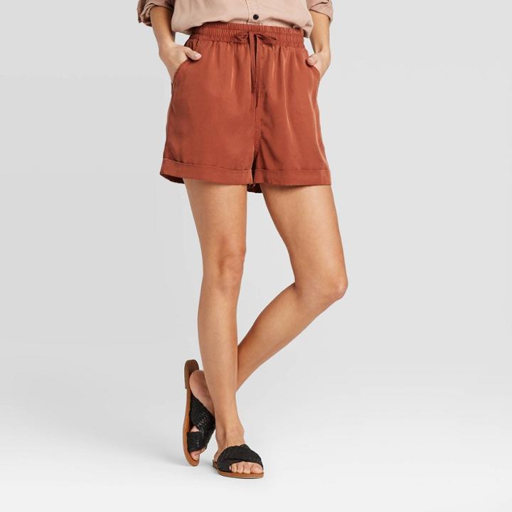 Women's Mid-rise Tie Front Utility Shorts - Universal Thread Brown M, Women's,