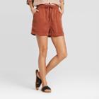 Women's Mid-rise Tie Front Utility Shorts - Universal Thread Brown M, Women's,