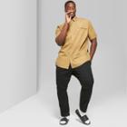 Men's Big & Tall Short Sleeve Long Line Button-down Shirt - Original Use Dapper Brown