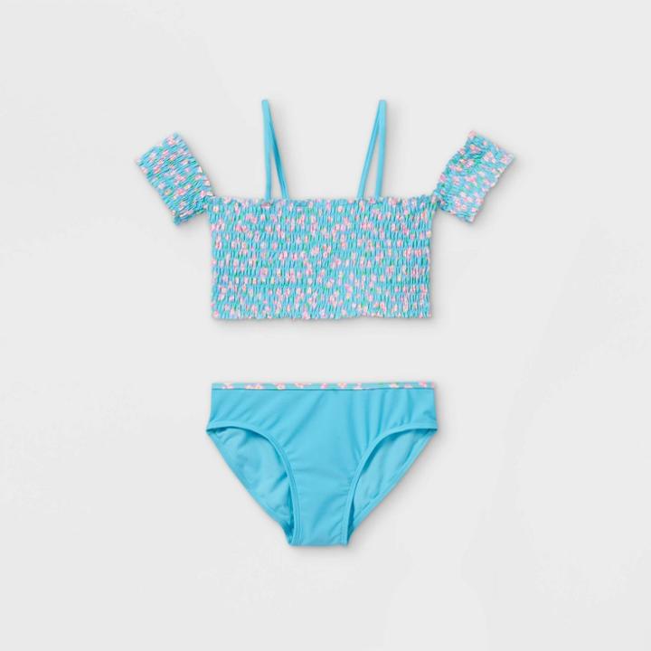 Girls' Floral Print Bikini Set - Art Class Blue