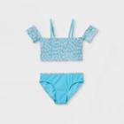 Girls' Floral Print Bikini Set - Art Class Blue