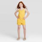 Girls' Dot Print Knit Romper - Cat & Jack Yellow S, Girl's,