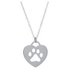 Distributed By Target Women's Sterling Silver Heart With Paw Cutout Pendant