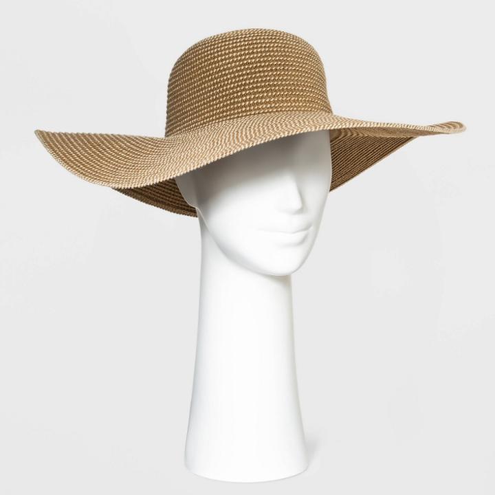 Women's Wide Brim Straw Hat - A New Day Natural/brown