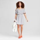 Women's Striped Short Sleeve Cold Shoulder Seersucker Mini Dress - A New Day Navy/white